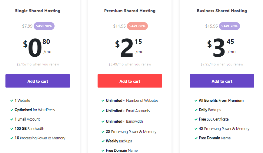 Hostinger hosting plan & prices