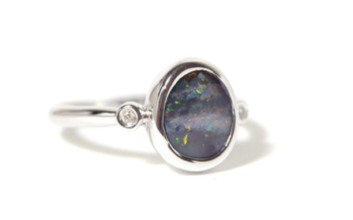 Opal stone silver ring